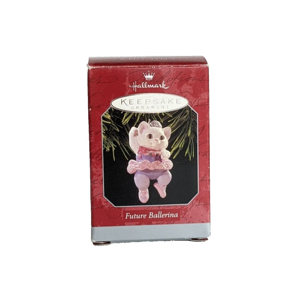 VTG 1998 Hallmark Keepsake Ornament Future Ballerina Cat Tutu Christmas with Box